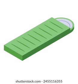 Green sleeping bag icon isometric vector. Waterproof element. Modern design