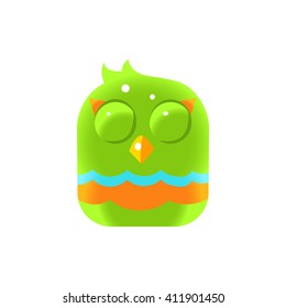 Green Sleeping Chick Square Icon Colorful Bright Childish Cartoon Style Icon Flat Vector Design Isolated On White Background