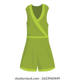 Vestido sem mangas verde com pescoço v e cinto está sendo apresentado no manequim, nova coleção para a temporada de verão