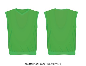 Green sleeveless sweater. vector illustration