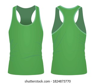 Green sleeveless t shirt. vector illustration