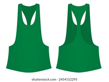 Green sleeveless t shirt. vector illustration