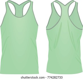 Green sleeveless t shirt. vector illustration