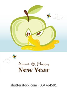 Green sliced apples isolated on white. rosh Hashanah , Jewish new year