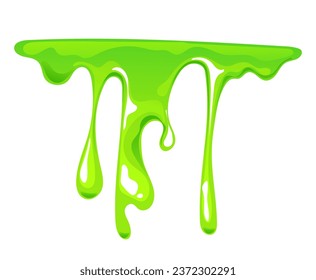 Green slime drip poison goo liquid mucus isolated concept. Vector flat graphic design illustration
