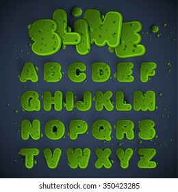 Green Slime Font Set, Vector