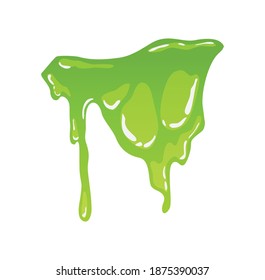 Green slime. Goo blob splashes, toxic dripping mucus. Slimy splodge and drops, liquid borders. Cartoon isolated vector decorative forms of playing blotch. Snot