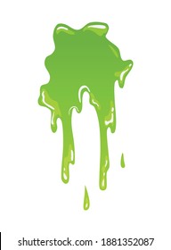 Green slime. Goo blob splashes, toxic dripping mucus. Slimy splodge and drops, liquid borders. Cartoon isolated vector decorative forms of playing blotch. Snot