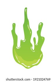 Green slime. Goo blob splashes, toxic dripping mucus. Slimy splodge and drops, liquid borders. Cartoon isolated vector decorative forms of playing blotch. Snot