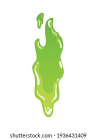 Green slime. Goo blob splashes, toxic dripping mucus. Slimy splodge and drops, liquid borders. Cartoon isolated vector decorative forms of playing blotch. Snot