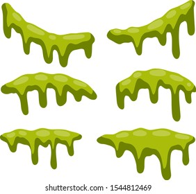 Green slime. Halloween decoration element. disgusting and foul object. Snot and goo. Nasty set. Cartoon flat illustration.