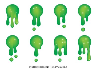 Green slime slime icon. Mucus drip, snivels splat, toxic gooey, chewing gum splash, slimy poison vector illustration
