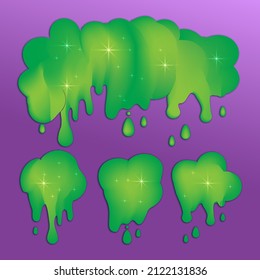 Green Slime Slime Icon. Mucus Drip, Snivels Splat, Toxic Gooey, Chewing Gum Splash, Slimy Poison Vector Illustration