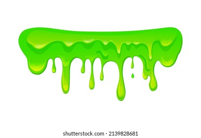  Green slime Isolated background . Blot, splash and smudge. Vector cartoon illustration of sticky dripping liquid. 