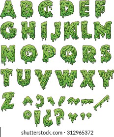Green slime letters. Vector clip art illustration with simple gradients. Each element on a separate layer. 