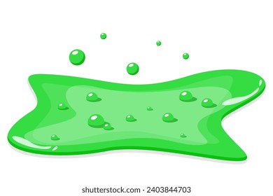 Green slime puddle vector isolated. Illustration of green splatter. Poisonous radioactive bubbly liquid.