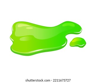 Green slime spill on a white isolated background. Goo blob puddle mucus. Vector cartoon illustration