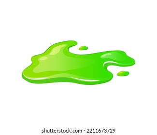 Derrame de lodo verde sobre un fondo blanco aislado. Goo blob puddle mucus. Ilustración de dibujos animados