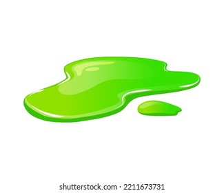 Green slime spill on a white isolated background. Goo blob puddle mucus. Vector cartoon illustration