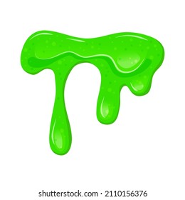 Green slime. Viscous dripping liquid on a white isolated background. Toy for children. Vector cartoon illustration.