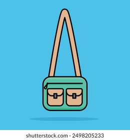 green sling bag with pocket in flat design vector illustration perfect for your design needs like for banner, flyer or digital icon