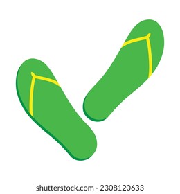 Green slipper icon flat style vector illustration.