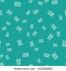 Green Slot machine icon isolated seamless pattern on green background.  Vector Illustration