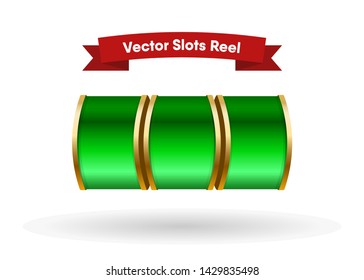 Green Slot Machine Slots Reel Spin Gambling Vector Illustration