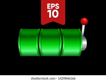 Green Slot Machine Slots Reel Spin Gambling Vector Illustration