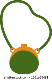 Green small bag, illustration, vector on white background.