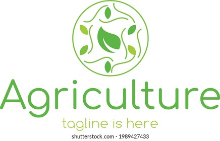 Green small and big leaves agriculture, vector logo design.