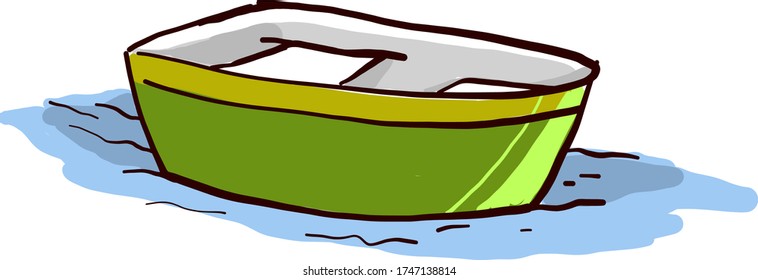 Green small boat , illustration, vector on white background