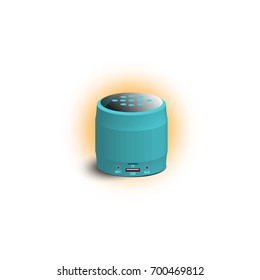 Green small cylindrical speaker for smartphone