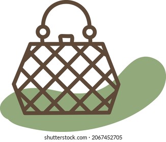 Bolso verde pequeño, ilustración, vector, sobre fondo blanco.