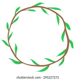 Green small leaves pattern background.Circle branch.