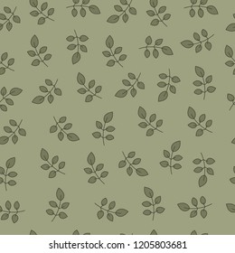Green small leaves. Vector seamless pattern