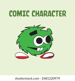 green small monster with funny face