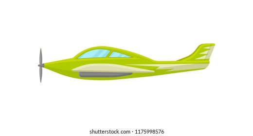 Green small plane, light aircraft vector Illustration on a white background