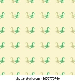 Pequeña planta verde vectorial sin fisuras para papel pintado, envoltura y textil. Elementos botánicos tejido sin fin. La textura de repetición de la vegetación. Trópico contemporáneo.