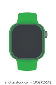 Green smart hand watch. ilustración vectorial
