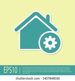 Green Smart home settings icon isolated on yellow background. Remote control. Vector Illustration