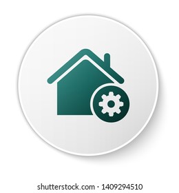 Green Smart home settings icon isolated on white background. Remote control. White circle button. Vector Illustration