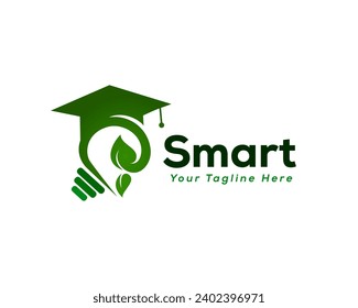 green smart light bulb education logo icon symbol design template illustration inspiration