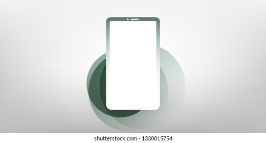 Green Smart Phone Layout with Blank Screen, Technology Background, Vector Illustration