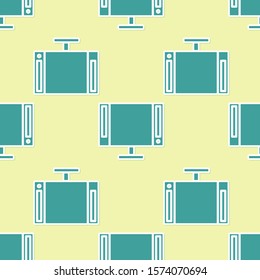 Green Smart Tv icon isolated seamless pattern on yellow background. Television sign.  Vector Illustration