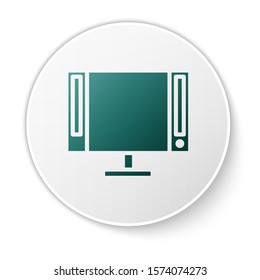 Green Smart Tv icon isolated on white background. Television sign. White circle button. Vector Illustration