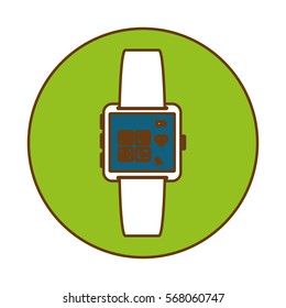 Green smartphone with applications icon design, vector illustration icon