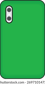 Icono verde del smartphone con un diseño simple, con una configuración de cámara dual
