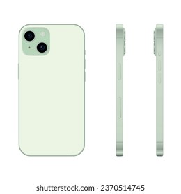 Smartphone verde, plantilla de maquillaje sobre fondo blanco - Ilustración vectorial