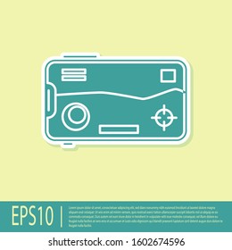 Green Smartphone and playing in game icon isolated on yellow background. Mobile gaming concept.  Vector Illustration